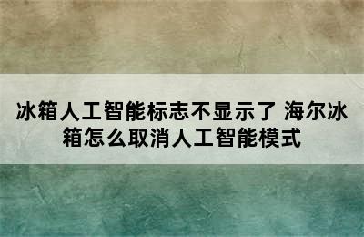 冰箱人工智能标志不显示了 海尔冰箱怎么取消人工智能模式